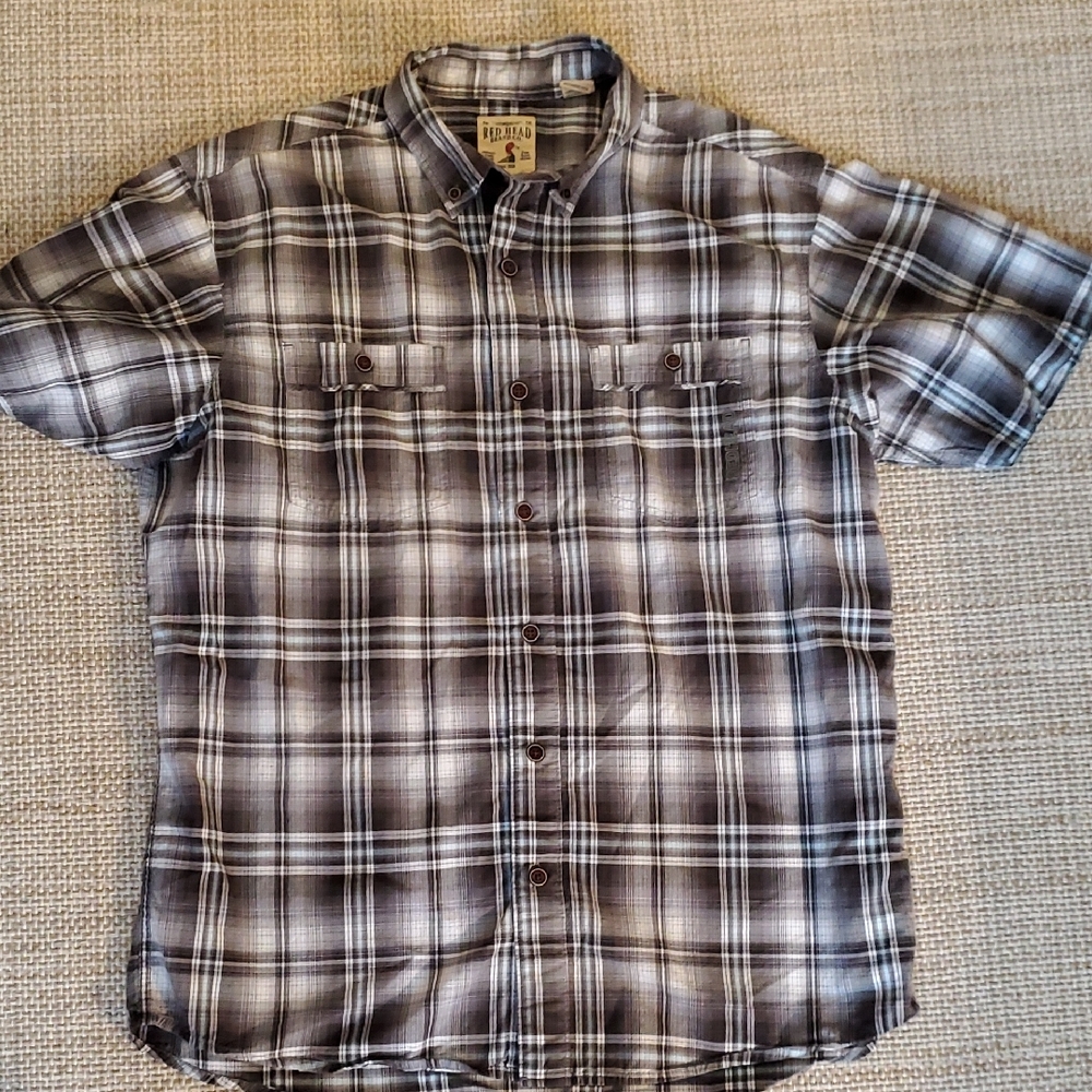 Red Head Brand Plaid Men's Shirt - Black and White